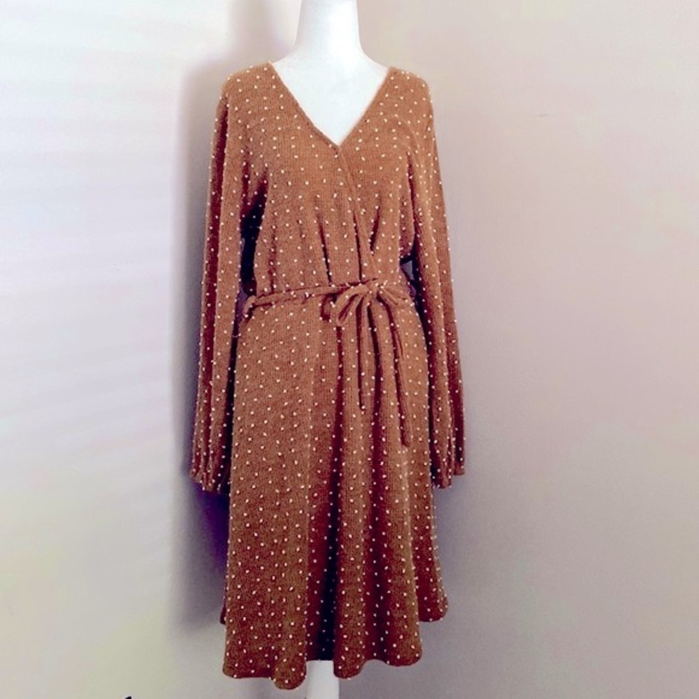 Polagram sweater knit Swiss dot midi dress